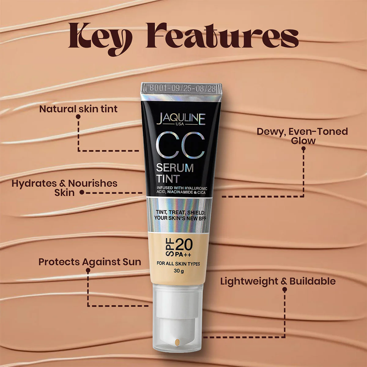 Jaquline USA CC Serum Tint(30g) Beige 01 - Image 2